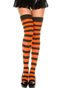 Striped Black and Orange Thigh Highs