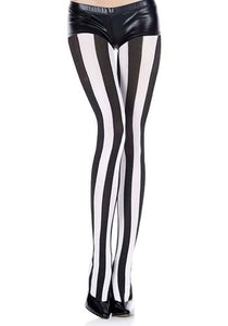Women's Black and White Striped Tights
