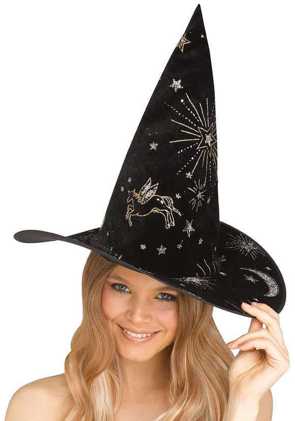 Black Constellation Witch Costume Hat