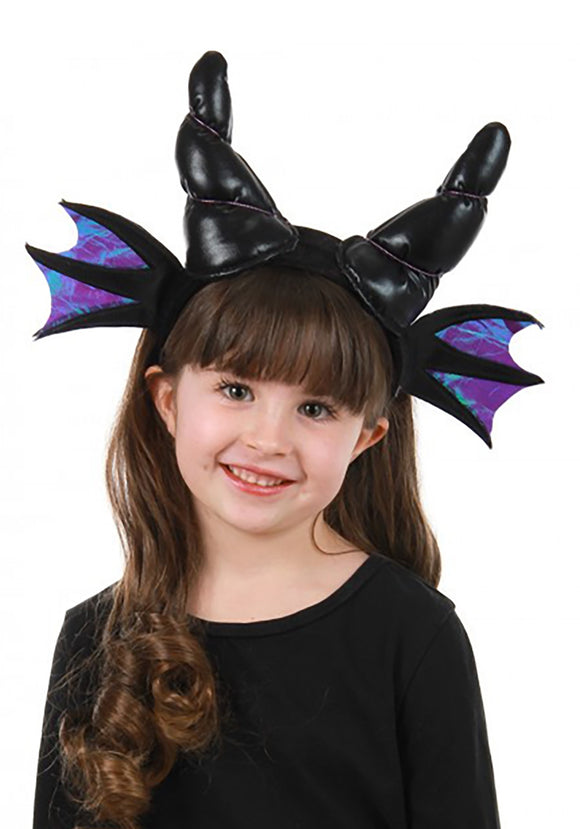 Plush Headband Black Dragon Horns