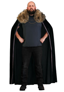 Black Faux Fur Collar Men's Viking Cape