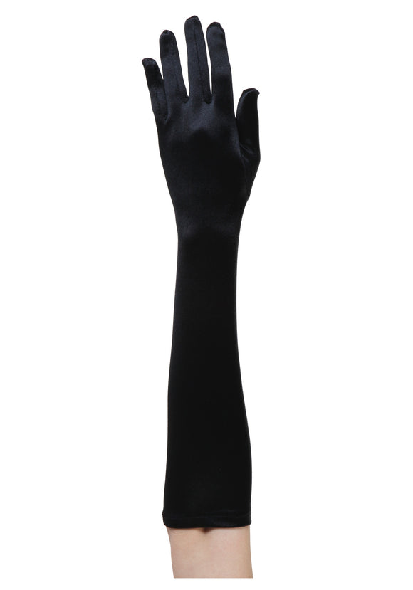 Elbow Length Black Gloves