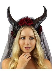 Black Horn Rose Veil Costume Accessory