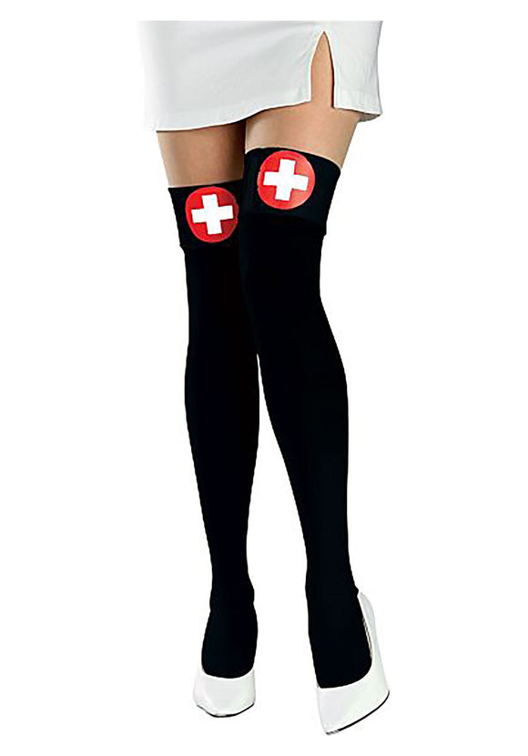 Black Nurse Thigh High Stockings