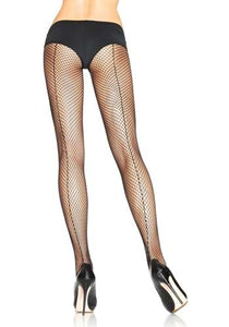 Black Plus Size Women's Fishnet Tights with Backseam