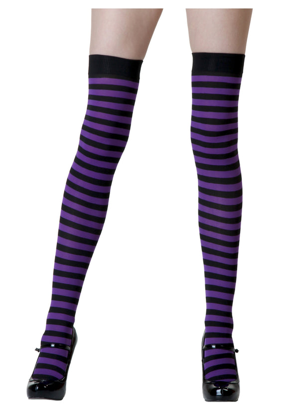 Black / Purple Striped Stockings