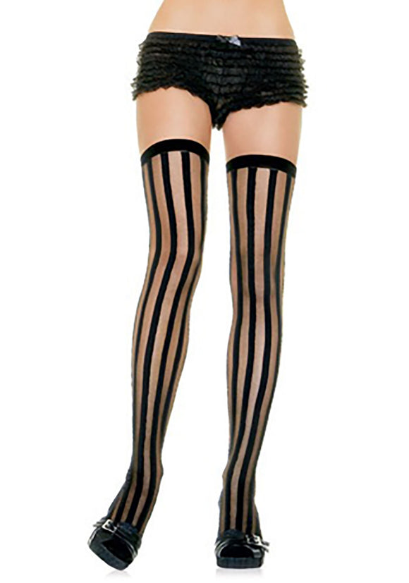 Women's Black Striped Stockings