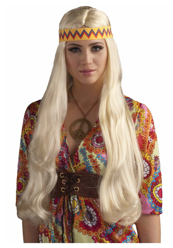 Blonde Hippie Chick Wig w/ Headband