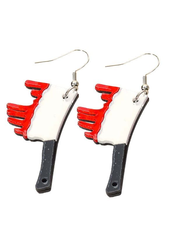 Bloody Butcher Knife Costume Earrings