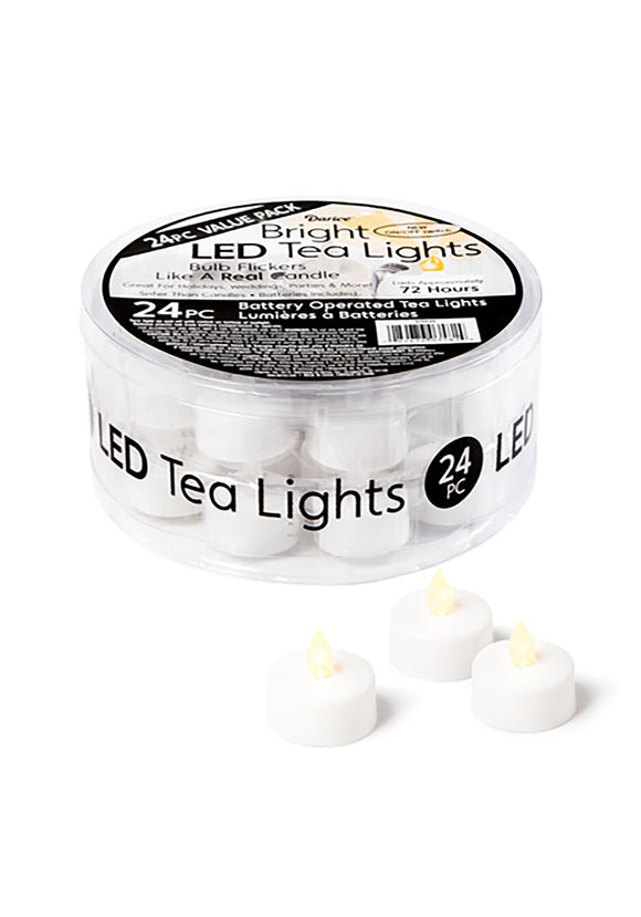 LED White Tea Lights of 24 Piece a Box