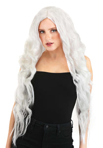 Adult Bright White Long Wavy Wig