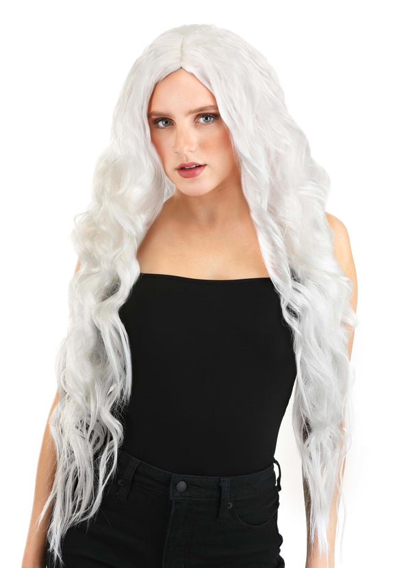 Adult Bright White Long Wavy Wig