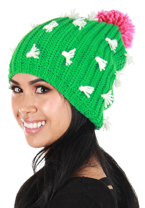 Knit Cactus Slouch Beanie