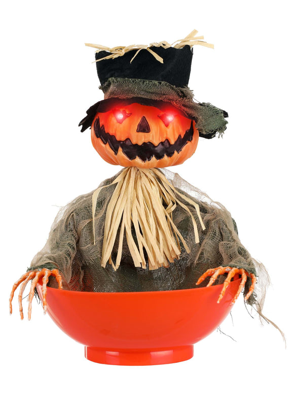 Candy Bowl with Animated Shaking Scarecrow Prop