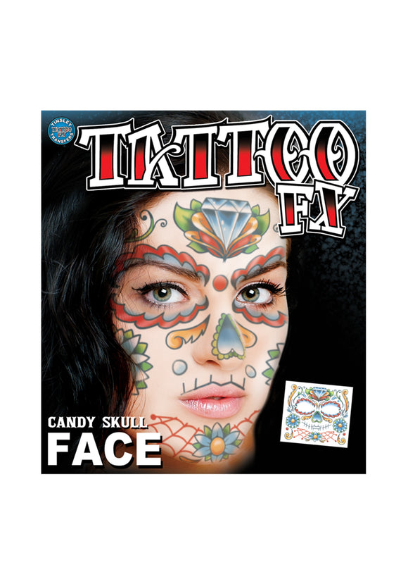 Candy Skull Face Temporary Tattoo