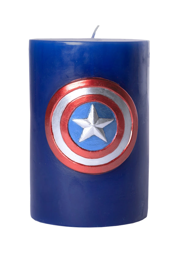 Captain America Sculpted Insignia on a Blue Candle