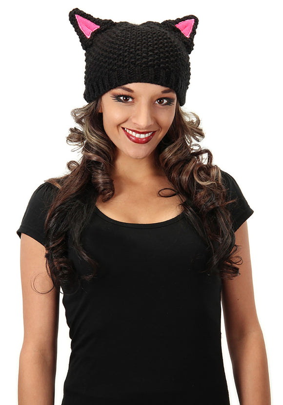 Black Cat Knit Beanie