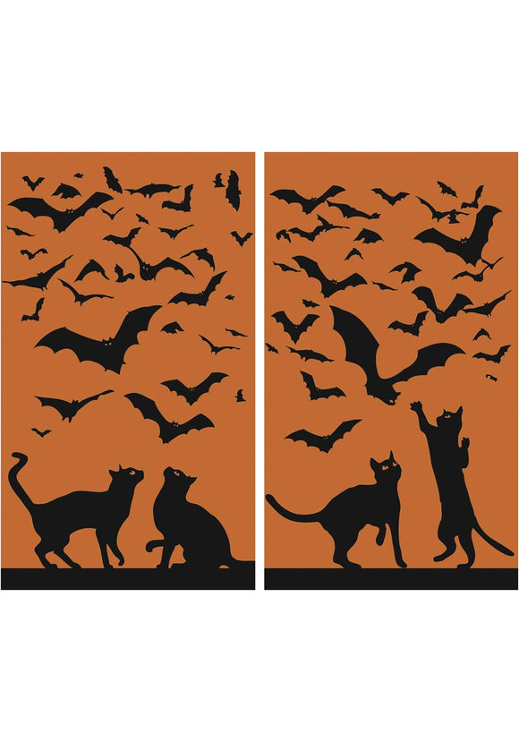 Cat & Bat Silhouette Window Poster