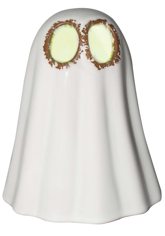 Ceramic White Ghost with LED Eyes Halloween Decoration