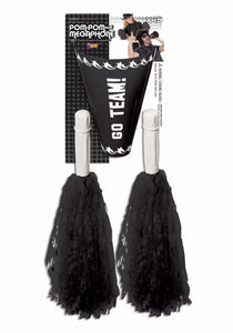 Black Cheerleader Pom Pom & Megaphone