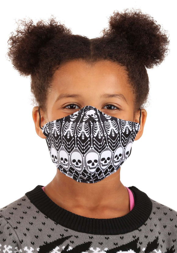 Sublimated Child Skeleton Pattern Face Mask