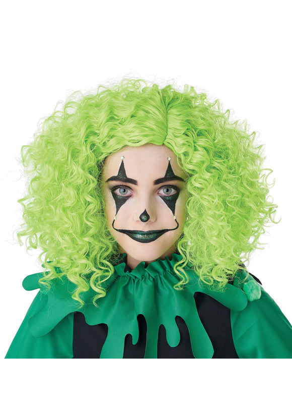 Green Corkscrew Clown Curls Wig