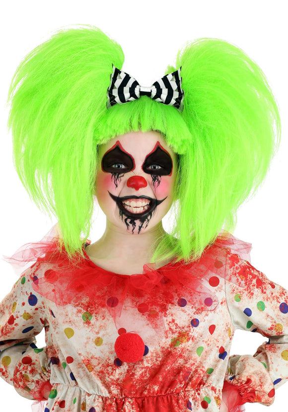 Green Creepy Clown Wig for Kids