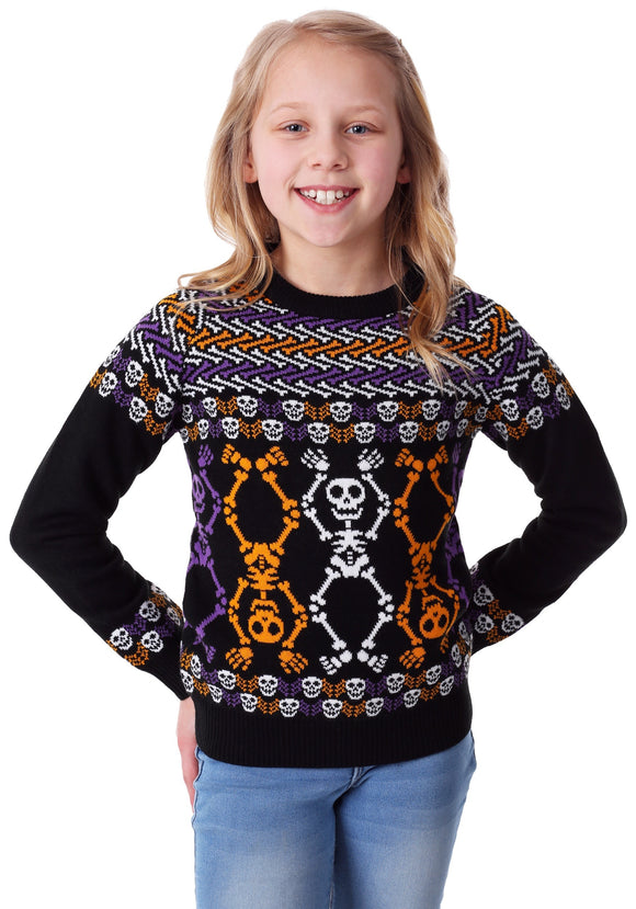 Day of the Dead Dancing Skeletons Child Halloween Sweater