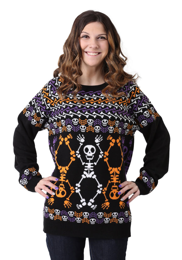 Day of the Dead Dancing Skeletons Halloween Sweater for Adults