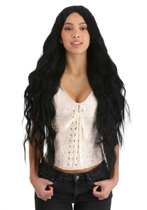 Women's Deep Black Long Wavy Wig