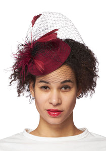 Veiled Deep Burgundy Fascinator