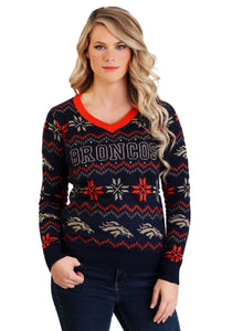 Denver Broncos Light Up V-Neck Bluetooth Sweater for Women