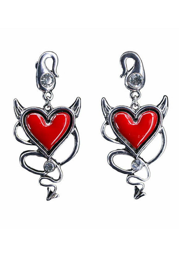 Devil Red Heart Earrings