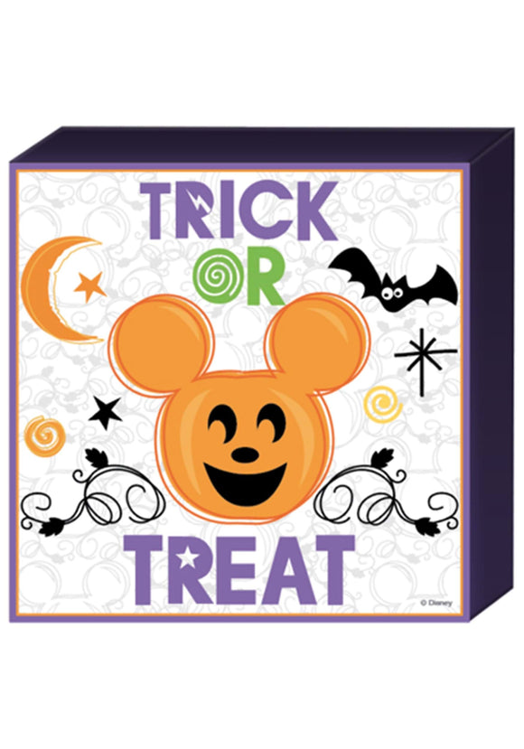Disney Halloween Mickey Mouse Pumpkin Trick or Treat Wood Box Sign