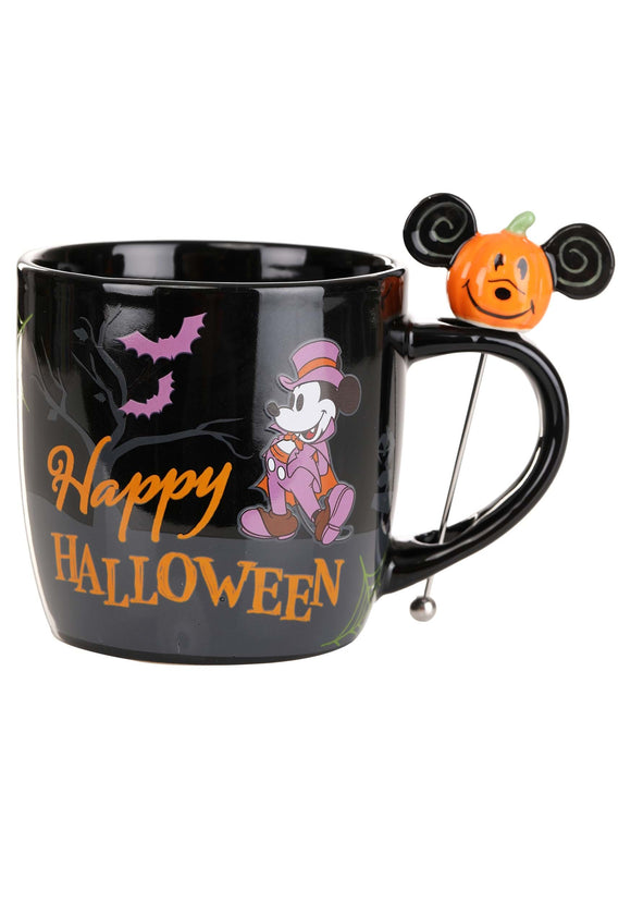 Happy Halloween Disney Mickey Black Stirrer Mug