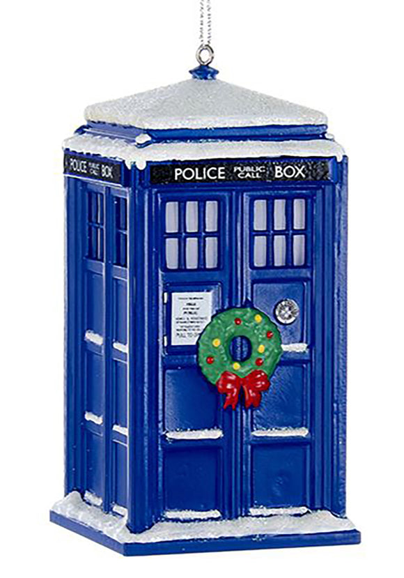 Doctor Who Tardis w/ Wreath Ornament & Light Effect