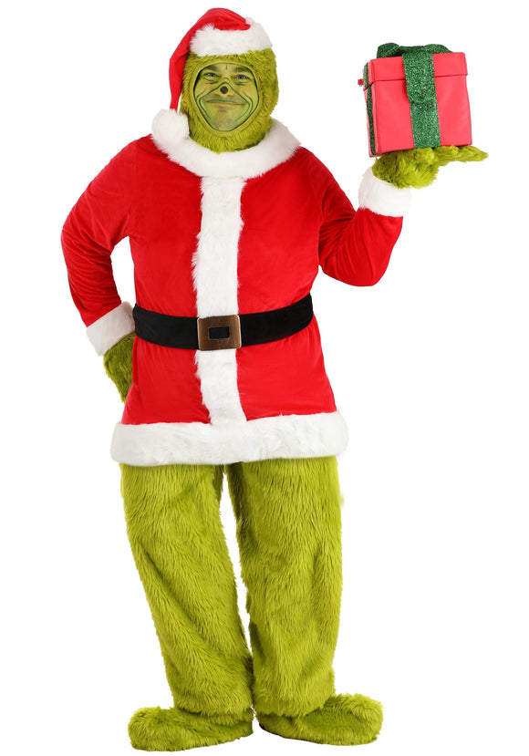 Dr. Seuss Plus Size Santa Suit Grinch Open Face Costume