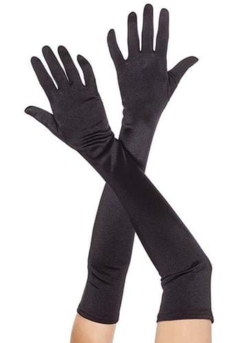 Extra Long Satin Black Gloves