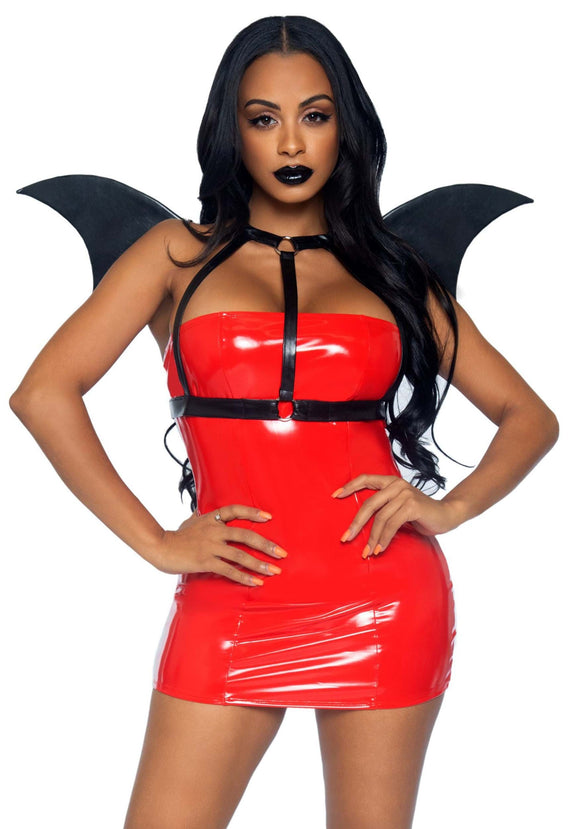 Body Harness with Attached Faux Leather Bat Wings