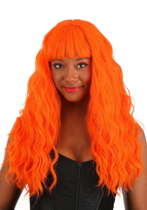 Fiery Orange Long Wavy Women's Wig