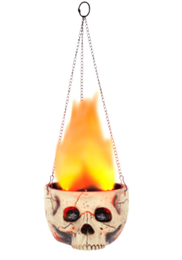 Flaming Skull Sconce Halloween Prop