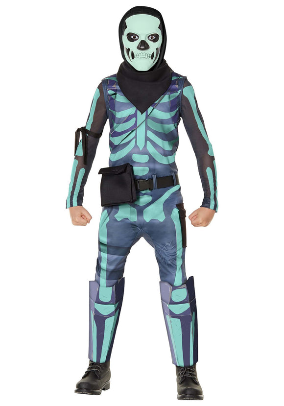 Kids Fortnite Green Skull Trooper Costume