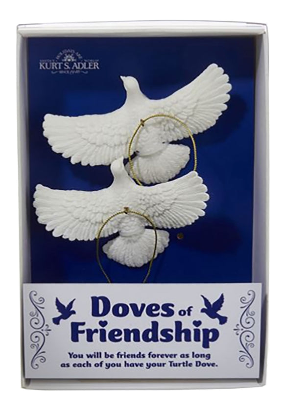 2pc Ornament Set Friendship Doves Resin