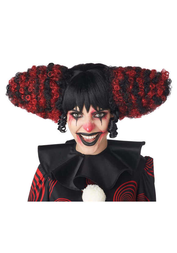 Black and Red Funhouse Clown Wig
