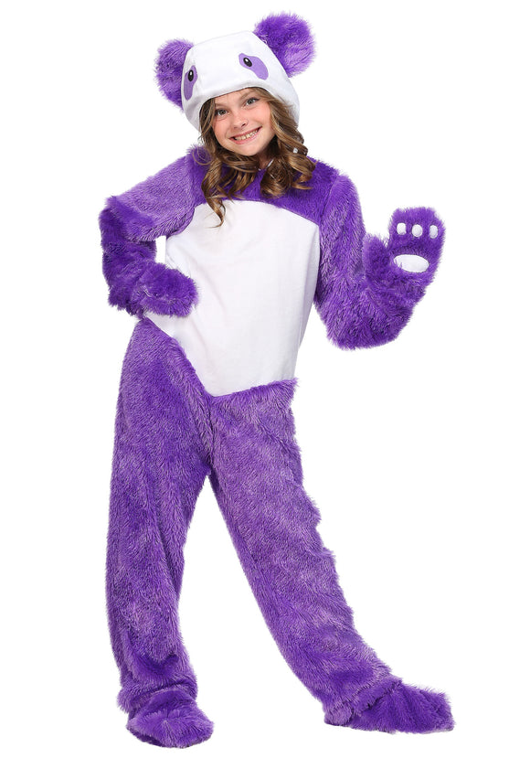 Furry Purple Panda Costume for Girls