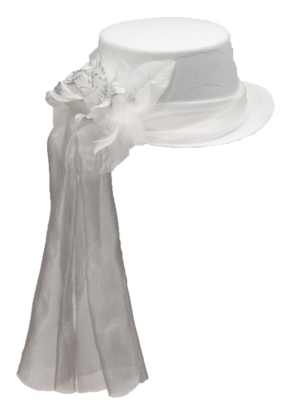 Top Hat Accessory with Ghostly Rose