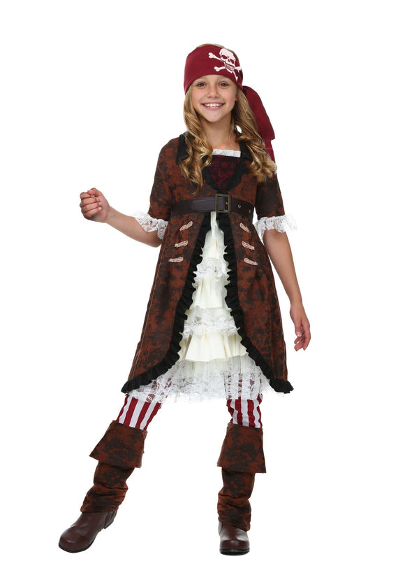 Girl's Brown Coat Pirate Costume
