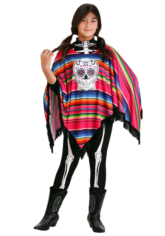 Day of the Dead Girl's Poncho Costume