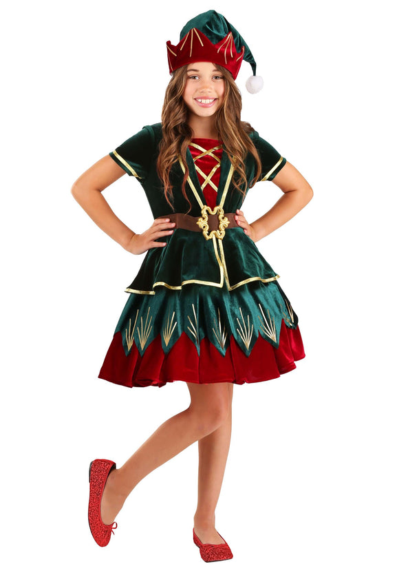 Deluxe Holiday Elf Costume for Girl's