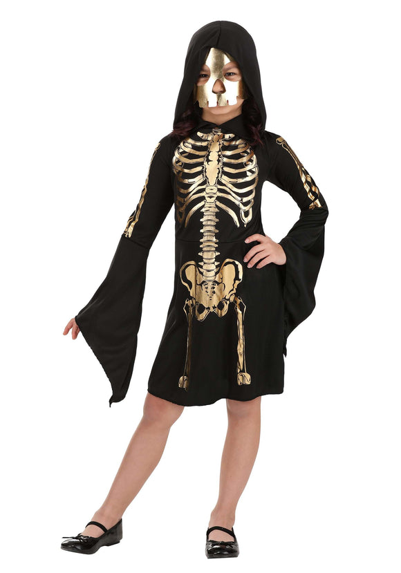 Gilded Skeleton Dress Costume for Girls
